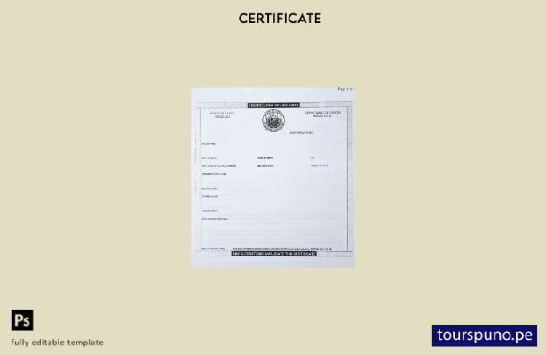 listo para imprimir plantilla de certificado de nacimiento del Departamento de 4
